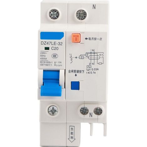 Disjoncteur de sécurité à protection contre les fuites à la terre DZ47LE 32 1P+N 20A 230V (20A) (1/5)