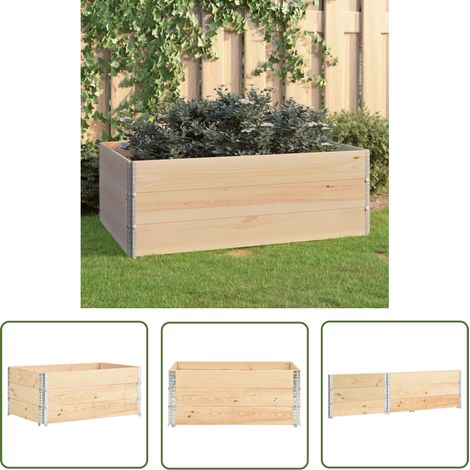 The Living Store Hochbeete 3 Stk. 100x150 cm Kiefer Massivholz - Holz Hochbeet - Massivholzhöcbette - Pflanzenkasten - Balkon Garten - Gemüsegarten (1/5)