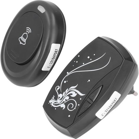 Carillon de porte sans fil LED lumineux avec sonnerie musicale pour maison, télécommande incluse, norme EU 180-250V, livré sans piles. (1/5)