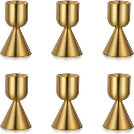 Bougeoirs en Or Bougies Coniques : Lot de 6 Bougeoirs en Laiton pour Bougies Coniques Bougeoir en Aluminium pour Table de Mariage d'anniversaire Ou de Fête Décoration (1/4)