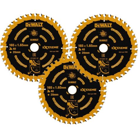3x Dewalt DT10301 Circular Saw Blade 165 x 20mm x40 Tooth Extreme Framing DWE550 (1/4)