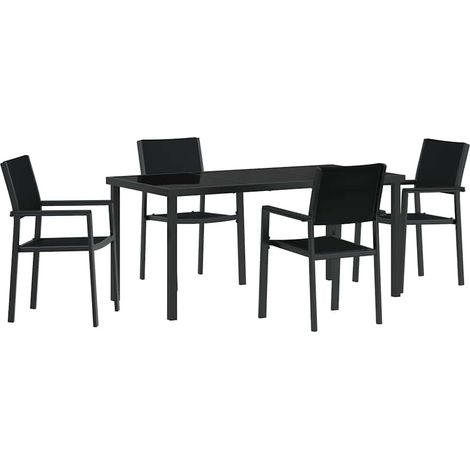 Ensemble de salle à manger pour jardin 5 pcs,Salon de jardin Noir Poly rotin CFW17827 (1/5)