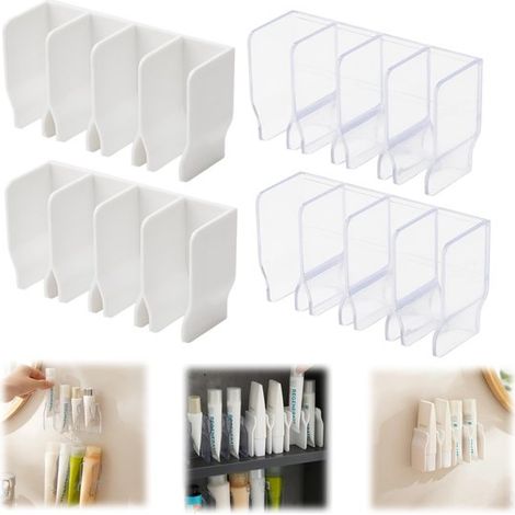 Étagères de rangement adhésives lot de 4 - supports 12 x 6,5 x 4 cm à 4 cases (1/4)