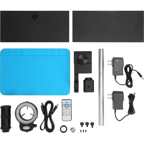 Ensemble caméra pour microscope destiné à l'industrie électronique : caméra pour microscope HD 2K 24 MP (AC 100–240 V) avec grossissement 150x (objectif à monture C) à des fins de recherche (prise UE) (1/5)