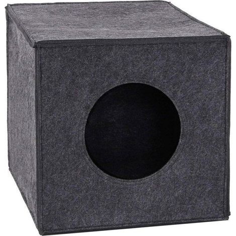 Niche Pour Chat - En Feutre Pliable - Pour Étagère Ou Placard - 33x37x33 cm - Gris Foncé - Sans Coussin (1/5)