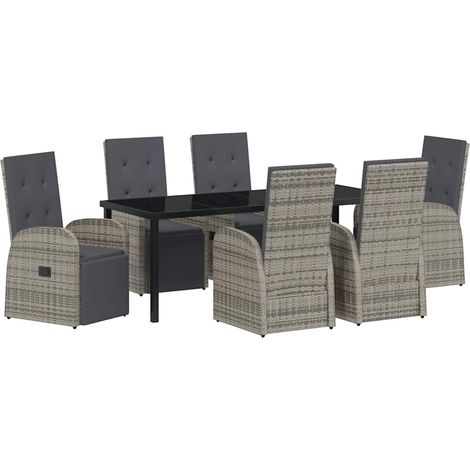 Maison Exclusive - Set da Pranzo per Giardino con cuscino 7 pcs Grigio polyrattan