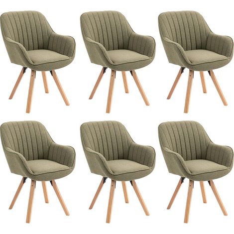 MEUBLES COSY Set di 6 poltrone da pranzo girevoli scandinave CARSON in tessuto verde (1/5)