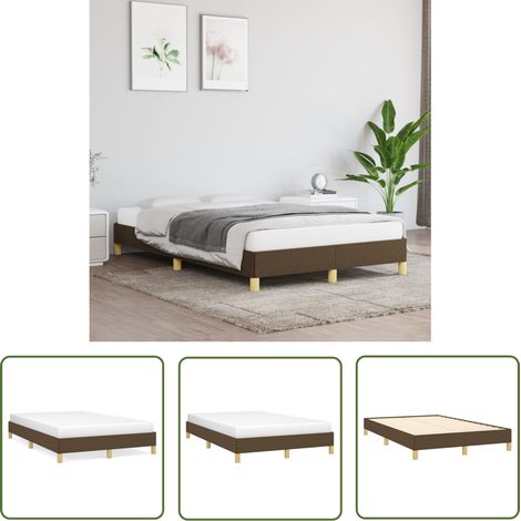 The Living Store Bettgestell ohne Matratze Dunkelbraun 120x200 cm Stoff - Bettrahmen - Doppelbett - Holzrahmen - Lattenrost - Massivholzbette (1/5)