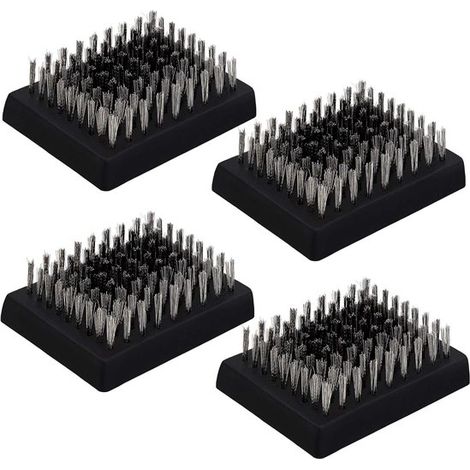 4 têtes de brosse de rechange pour gril, à poils sans fil, têtes de brosse remplaçables, adaptées au nettoyage des grils et des barbecues. (1/5)