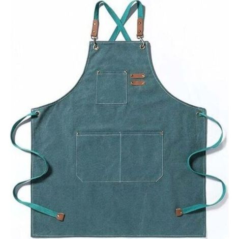 Kochschürze, Gartenschürze aus Baumwoll-Canvas mit großen Taschen für Damen und Herren, Küchenschürze, verstellbare und strapazierfähige Gartenschürze – Grün (1/5)