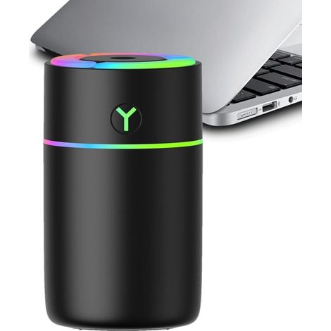 Humidificateur de voiture, diffuseur d'air portable, humidificateur USB coloré, design tasse d'eau, idéal pour la conduite, les voyages, le lieu de travail, la chambre, l'humidité, noir (1/5)