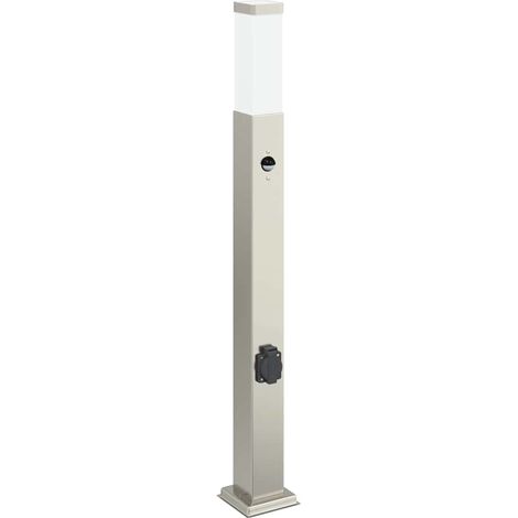 Lampada a paletto con sensore e presa 80 cm Acciaio Inox IP44 vidaXL (1/5)
