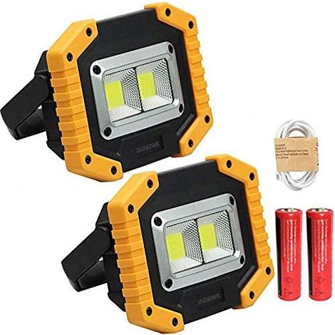 Lampe frontale LED rechargeable 30 W, lampe frontale portable avec port USB, étanche, pour la randonnée, le camping, éclairage d'urgence (lot de 2)