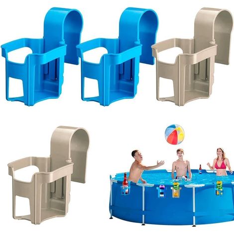 4 Portegobelet Piscine Support Suspendu Hors Sol Portegobelets pour Piscines Rond Et Carré Porteboissons Rangement Boisson Bord De Piscine (Bleu (1/5)