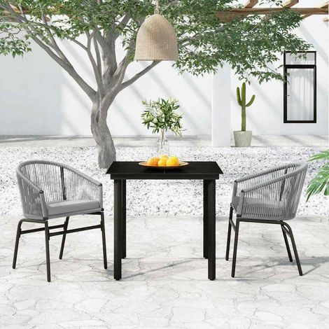 vidaXL Juego de comedor de jardín 3 piezas gris (1/5)
