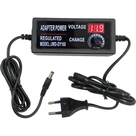 Alimentation réglable en tension DC 3-12V 5A avec affichage numérique, 60W Max 100-240V AC à DC 3V 4V 4.5V 5V 6V 7V 8V 9V 10V 12V Adaptateur secteur universel Convertisseur de transformateur