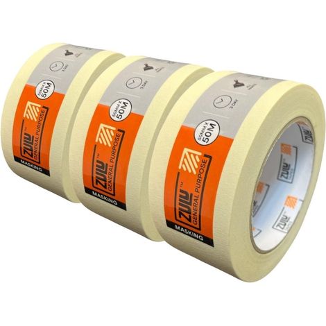 Zulu Premium Painters Beige Masking Tape (L)50m (W)50mm, Pack of 3 (1/2)