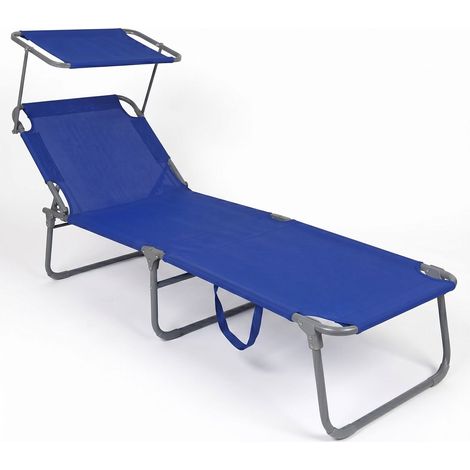 Lettino Pieghevole Gold Sand con Parasole e Struttura in Acciaio e Telo PVC 600D per Spiaggia, Giardino e Piscina (1/3)