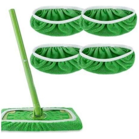 [替换拖把头] 4 serpillères lavables réutilisables Coral Fleece 25.4x11.5 cm pour nettoyage quotidien et remplacement (1/4)