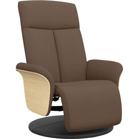 Fauteuil inclinable en tissu marron avec repose-pieds (1/5)