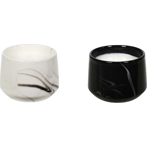 Bougie parfumée pot en dolomite effet marbre (Lot de 2) 8 x 11 cm (1/5)