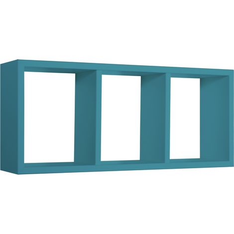 Estante rectangular de pared 3 compartimentos mod. Tristano Azul (1/5)