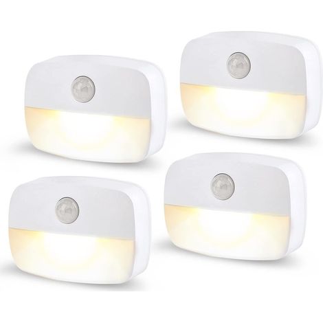 Veilleuse Enfant Led, [Lot de 4] Veilleuse avec Détecteur de Mouvement, Veilleuse bébé, Lampe de Placard Adhésive veilleuse de nuit pour Couloir,Escalier,Cuisine,Armoire,Alimenté via Batterie (1/5)