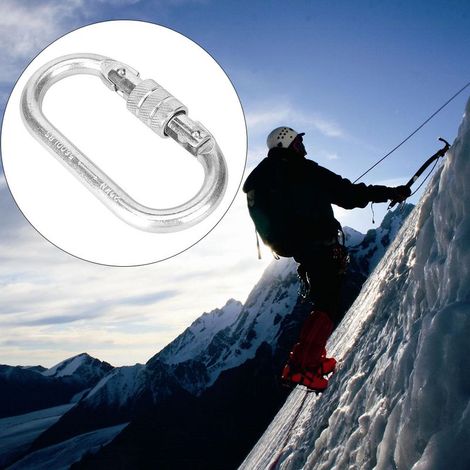 Mousqueton de sécurité en acier alliage argent 25KN pour escalade et sauvetage extérieur (1/5)