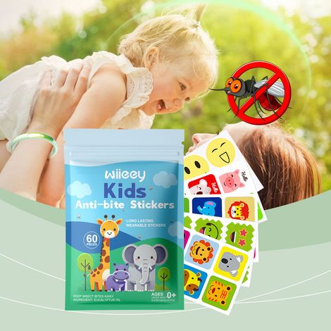 Mückenschutzaufkleber mit Cartoon-Motiven für Kinder, Aufkleber mit pflanzlichen ätherischen Ölen zum Schutz vor Mückenstichen für Zuhause und unterwegs – 60 Stück -- BIEMMEDUE (1/5)