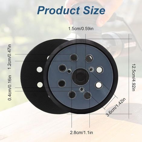 1 plaque de ponçage perforée pour Makita 125 mm, 8 trous, pour modèles BO5021, BO5031, BO5041, M9204, BO5021, BBO180, DBO180, MT924 (1/3)
