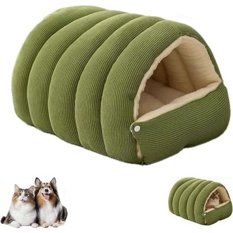 Cama para gatos Cozy Monster, guarida para gatos, Cálida guarida para dormir, cama para dormir, Cama antiestrés, M, 36x30x20cm, Verde (1/4)