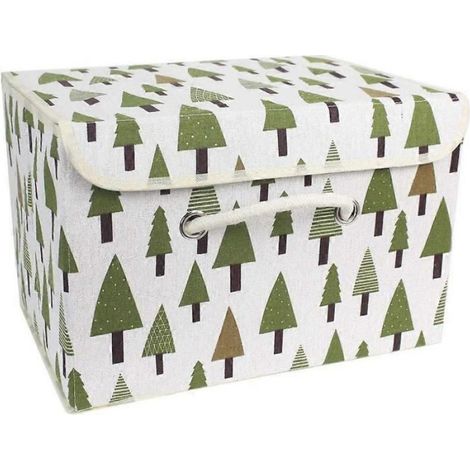 Boîte De Rangement - Tissu Non Tissé Et Carton - 38 X 25 X 25 Cm - Avec Couvercle Et Poignée En Chanvre - 1 Pièce (1/4)