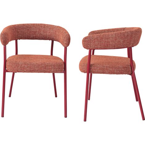 Juego de 2 sillas de comedor Huk textil metal 78x57x56 cm - Rojo (1/5)