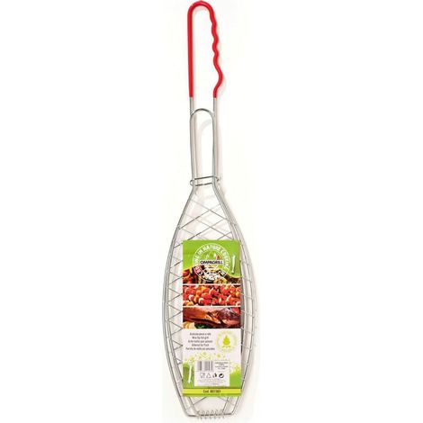 griglia pesce a rete per barbecue ompagrill in acciaio 14,4x64,5 cm (1/2)