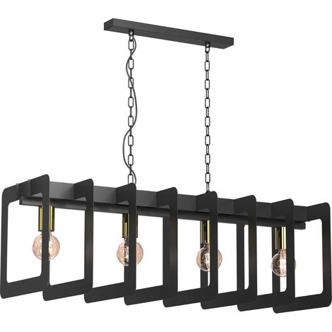 Suspension métal noire/or barre 4xE27 Space Luminex