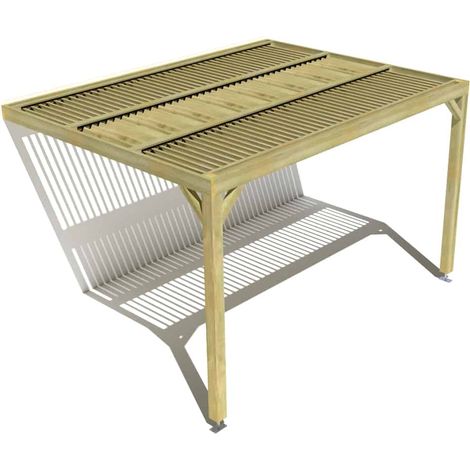 Pergola bois • 4m x 3m • adossée • sens largeur • lames orientables bioclimatiques incluses • livraison comprise (1/3)