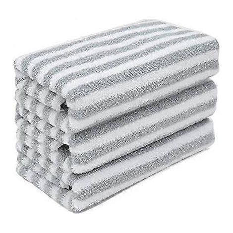 Serviettes de toilette grises à rayures en coton ultra-doux et très absorbant, lot de 3, pour un usage quotidien, à la maison, à la salle de sport, à la piscine ou en camping (34 x 74 cm). (1/4)