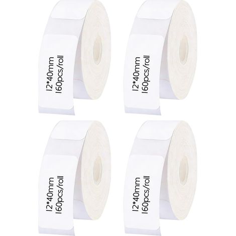 4 Rolls 12x40mm 160 Labels Per Roll Self Adhesive Thermal Label Maker Tape Compatible with P15/P12/P11/D30/D32/D35/Q30 Office Kitchen DIY Label Maker (1/5)