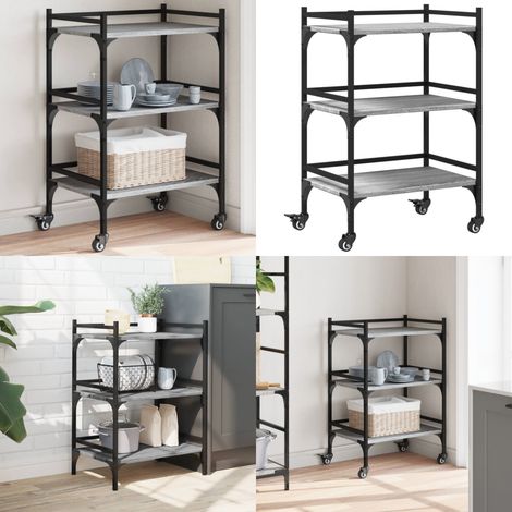 Chariot de cuisine sonoma gris 50x35x75,5 cm bois d'ingénierie - Chariot De Cuisine - Chariot D'organisation - Chariot À Légumes - Meuble De Rangement - Mobilier De Cuisine - Home & Living (1/5)