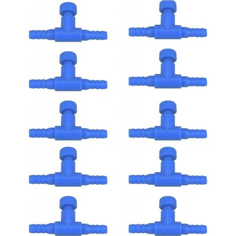 Aquarium Air Control Valves for 0,4cm ID Airline Tubing One Way Plastic Air Flow Regulators Réglable Blue Tuyau Connecteurs Accessoires Pompe à Air pour Aquariums (Lot de 10) (1/5)