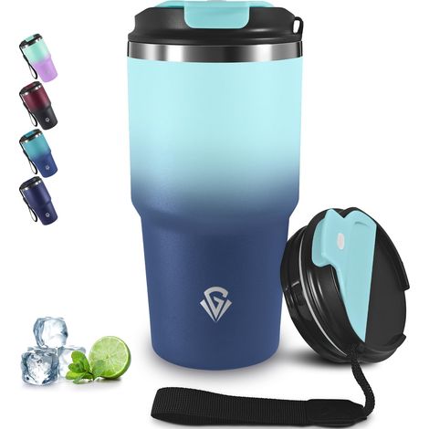 Mug Isotherme Anti-Fuite, 20oz Gobelet Thermique, Double Paroi Isolante Acier Inoxydable, Tumbler Transportable, Tasse Isotherme pour Boissons Chaudes et Glacé (1/5)