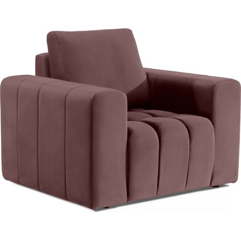 Fauteuil moderne capitonné LARKO velours-Rose (1/5)