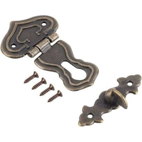 Pair Lntyq Serrure à Verrou en Bronze Serrures D'armoire Crochet à Loquet Style Antique pour Petites Boîtes à Bijoux pour Valises et Placards, 10 Pièces (1/5)