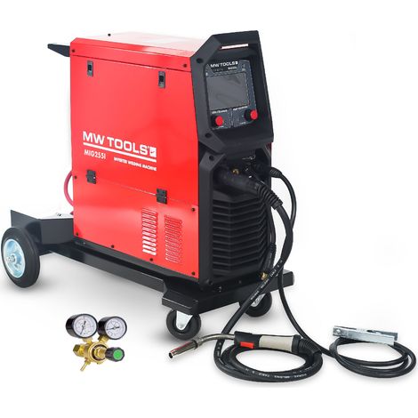 Mw Tools – Poste à souder MIG 250A LCD – Soudage synergique acier, aluminium, inox – Réglage automatique courant – MIG255I