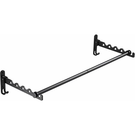 Ulisem Portant à Vêtements Mural, Pliable Tringles à Vêtement Cintre Pliant Mural, Porte-Vêtements de Mur en Métal, Étendoir Séchoir à Linge pour Chambre Bain, 80 cm Long Noir (1/5)