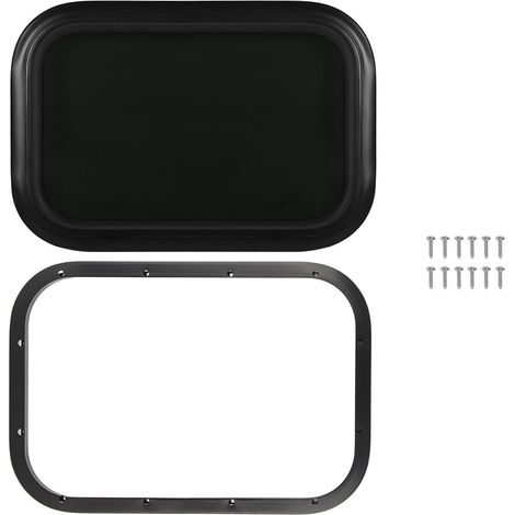 Fenêtre fixe RV en aluminium noir coins arrondis, protection UV, robuste, épaisseur paroi 48-53mm/1.9-2.1in, pour camping-car caravane (1/5)