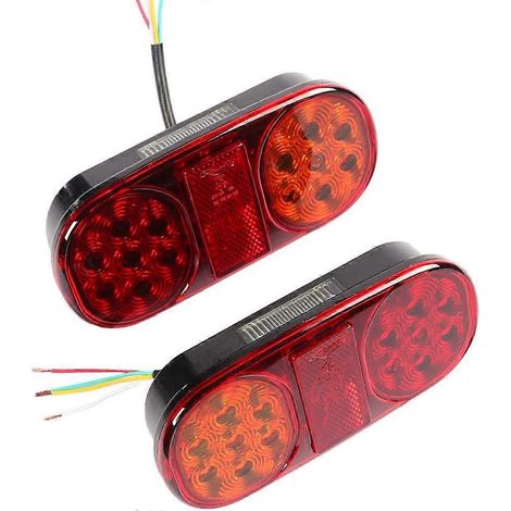 Lot de 2 feux arrière universels à LED pour remorque, camion, caravane, fourgonnette ou tracteur (14 puces LED - 2 pièces)