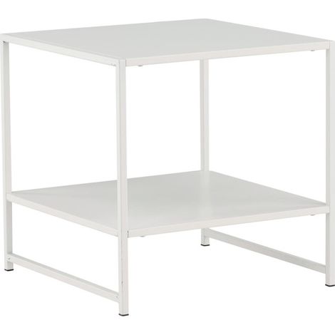 Table d'Appoint Avec Étagère "Staal" 50cm Blanc (1/5)