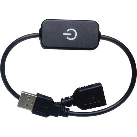USB Tactile Noir Interrupteur de câble USB A mâle à femelle 28cm, rallonge de câble noir avec interrupteur m (1/4)