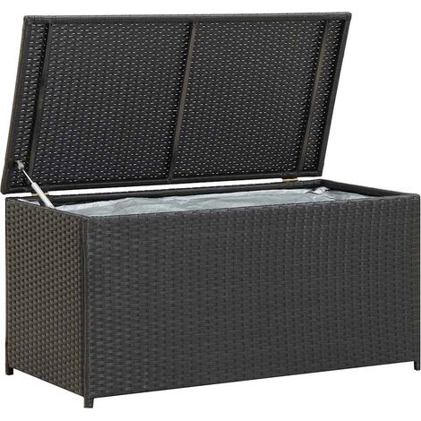 Gartenbox Poly Rattan 100x50x50 cm Schwarz